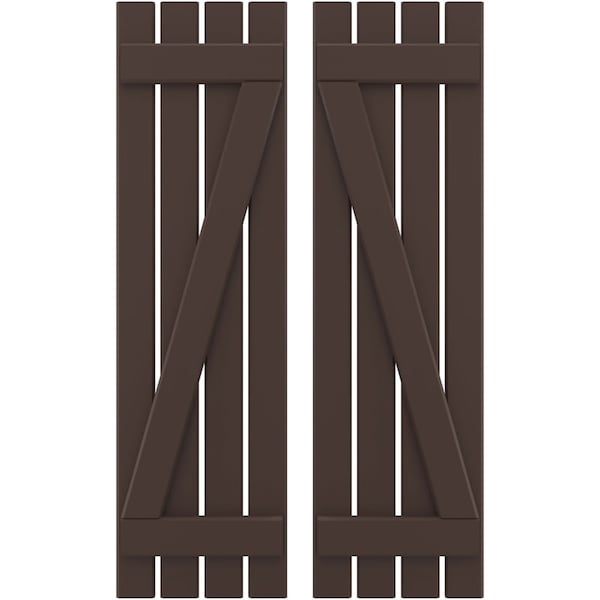 Ekena Millwork Americraft 4-Board (2 Batten) Wood Spaced Board-n-Batten Shutters w/ Z-Bar, ARW102SB415X77TBH, PR ARW102SB415X77TBH - main